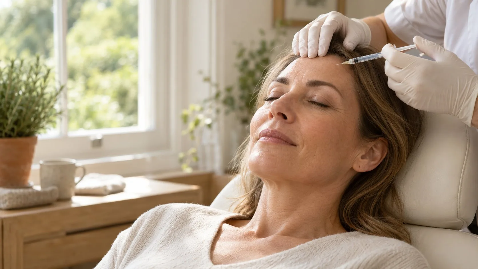 Woman having anti-wrinkle injections in London with a doctor